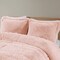 Pink Blush Shaggy Faux Fur Comforter Set Soft Plush Reversible Bedding with Down Alternative Fill